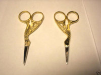 2 GOLD STORK SEWING EMBROIDERY CRAFT SCISSORS 3-1/2